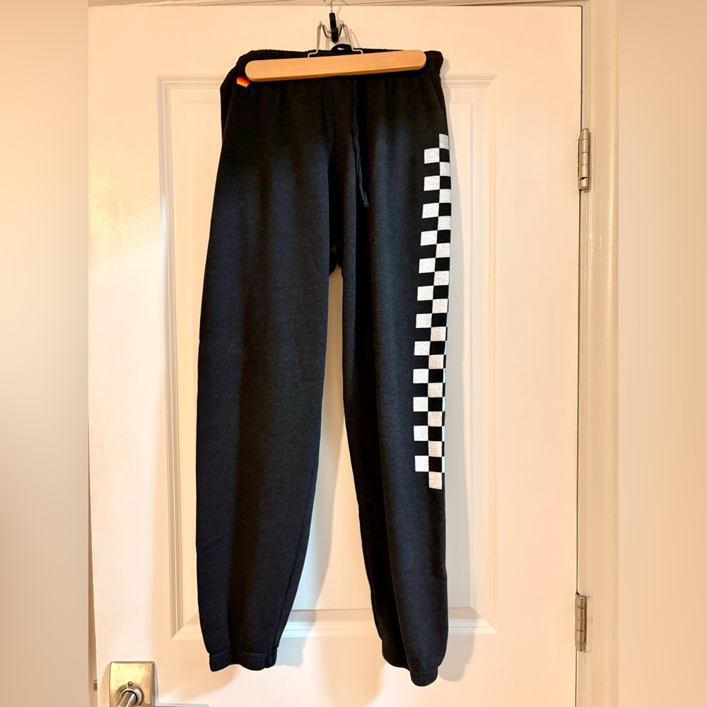 Aviator Nation Black and Checkered sweat pants size medium